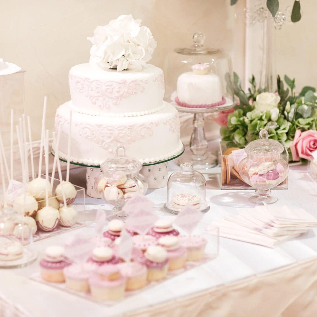 sweet table at the wedding. wedding cake