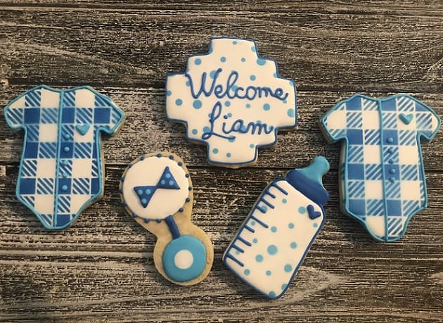 blue_plaid_baby_shower_cookies_houston_cypress