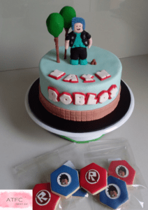 Roblox Birthday Cake & matching shaped cookies