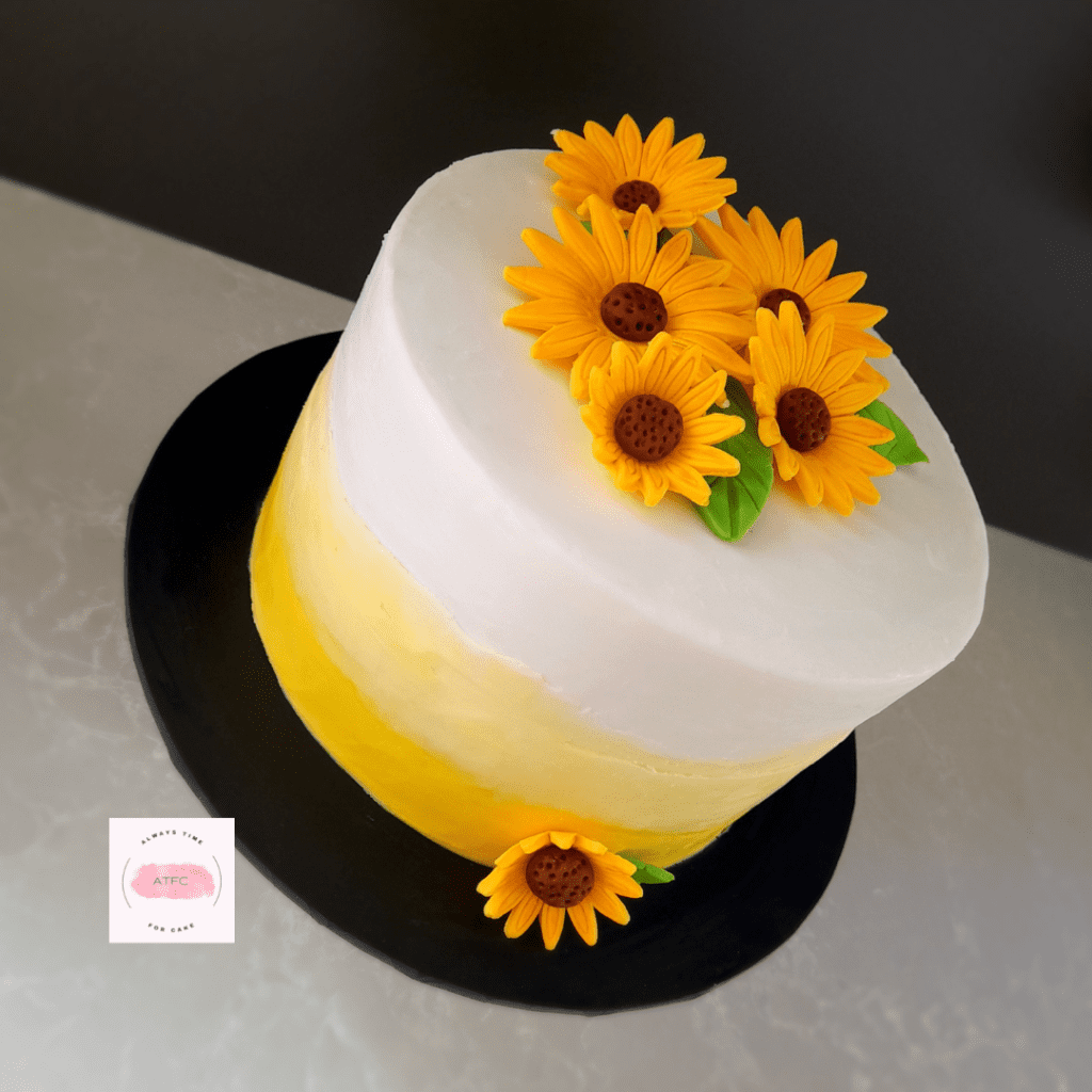 Sunflowers Ombre Yellow White Fun Bright Birthday Cake