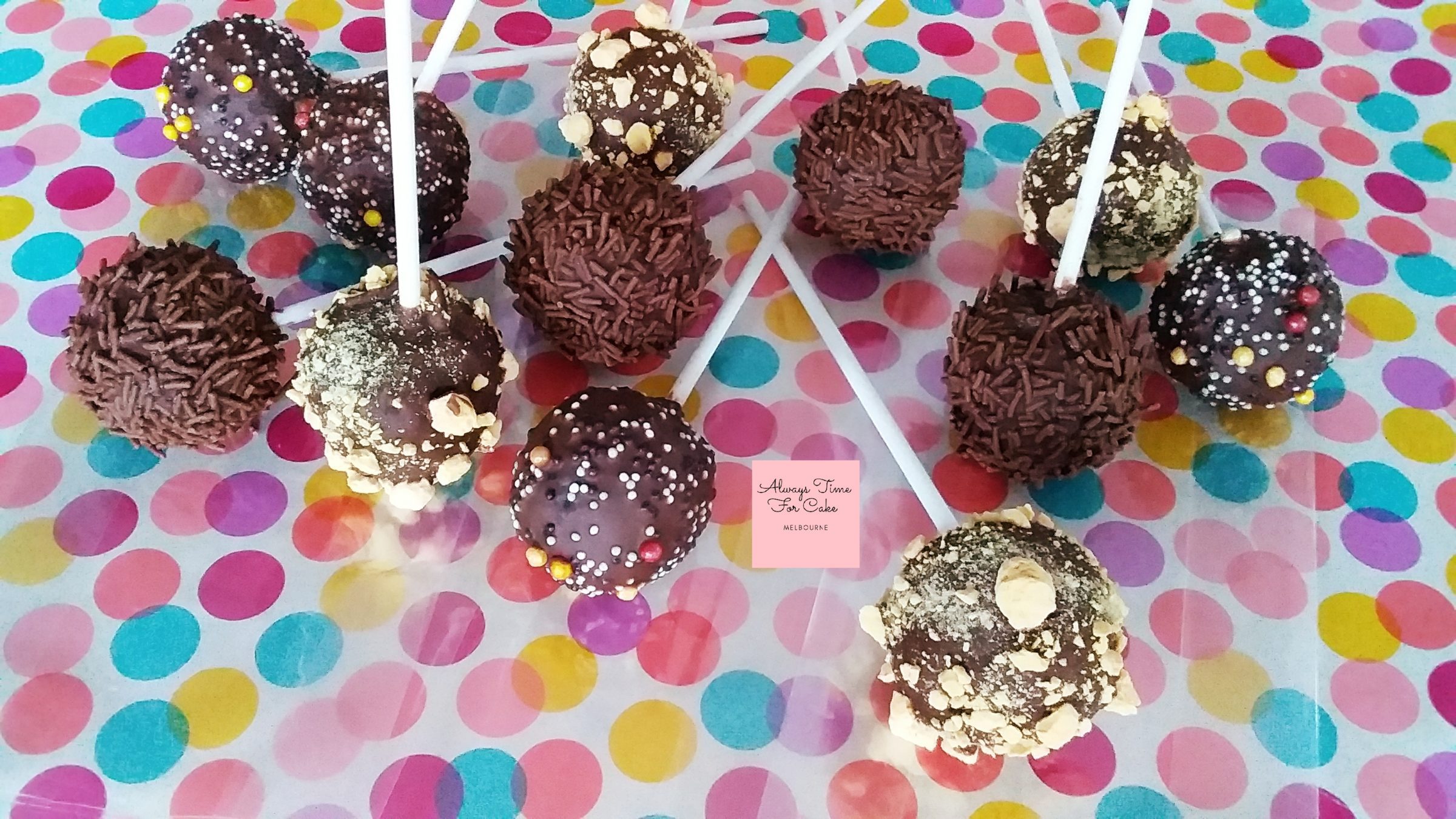 Chocolate sprinkles honey comb cake pops nut free desserts edible gifts