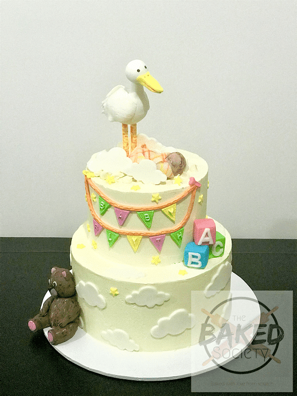 baby-show-cake-gender-neutral-stork-bunting-teddy-bear