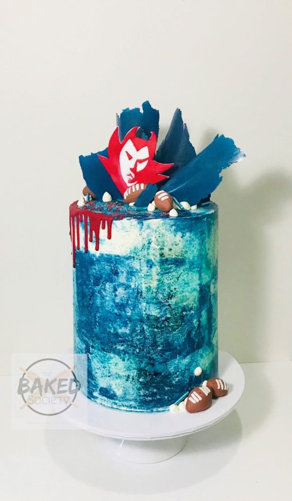 afl surfersparadise demons cake blue red drip chocolate
