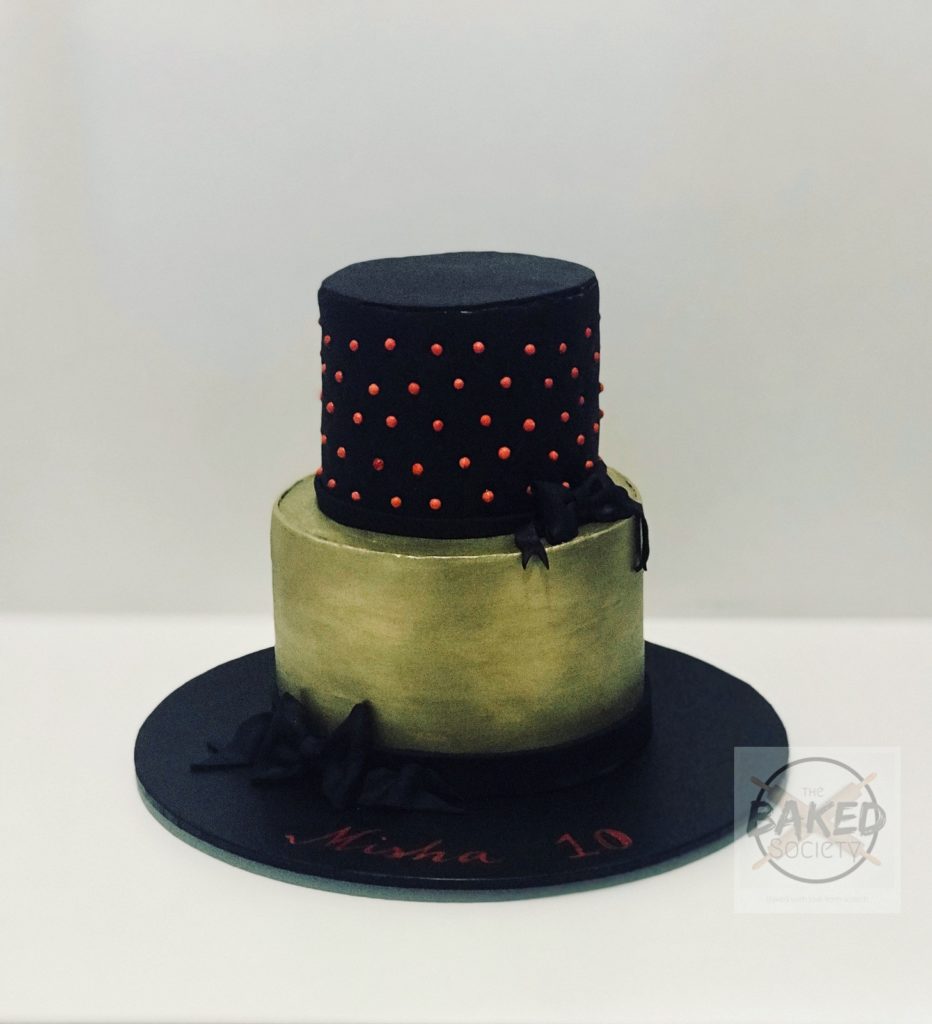 fondant black painted gold red dreagees