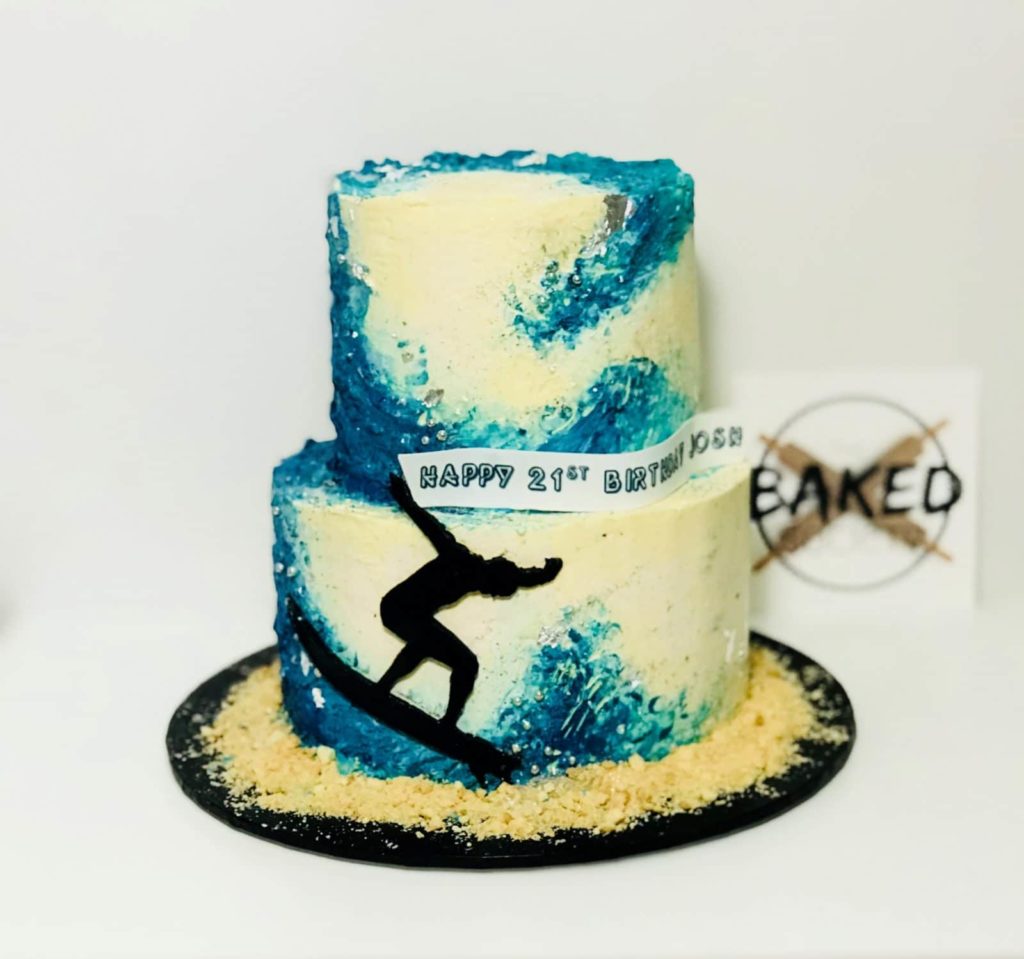 surf cake painted buttercream