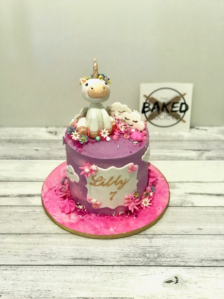 unicorn cloud pink purple cake