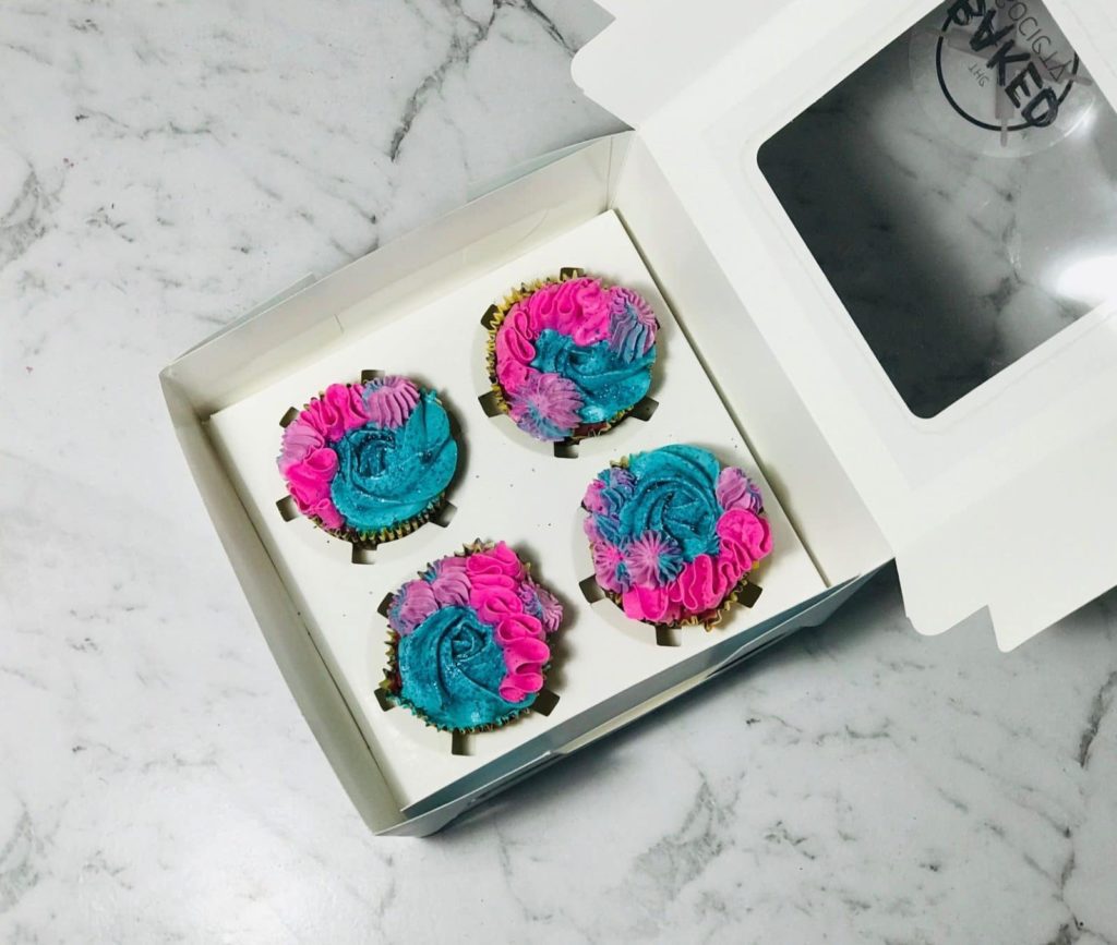 bright swirl cupcakes pink blue glitter