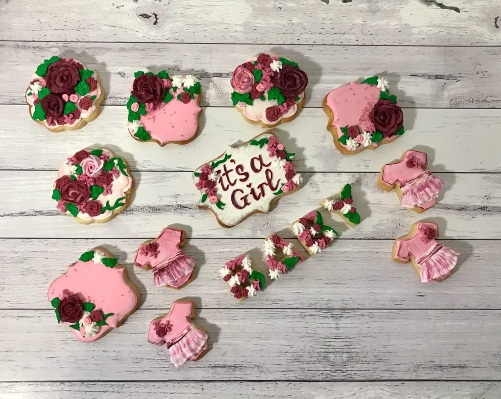 its a girl baby shower royal iced cookies