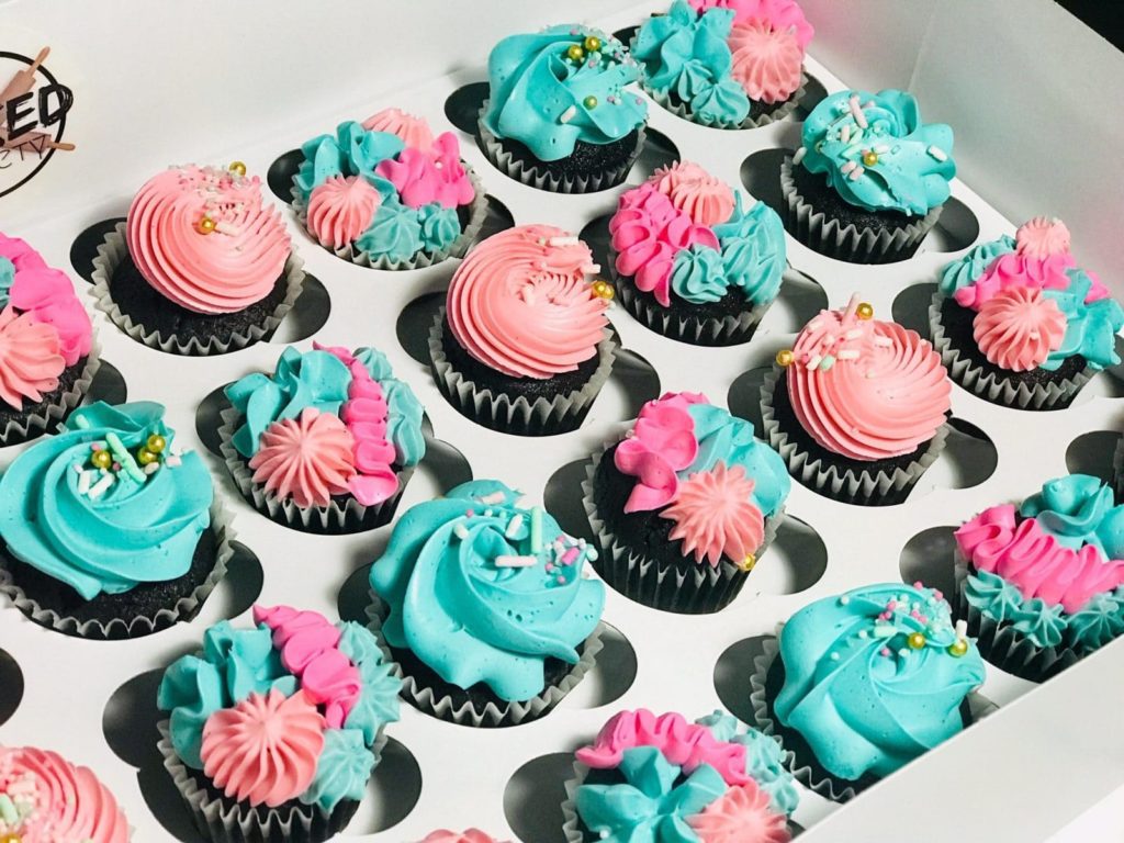 pastel pink blue mini cupcakes swirls